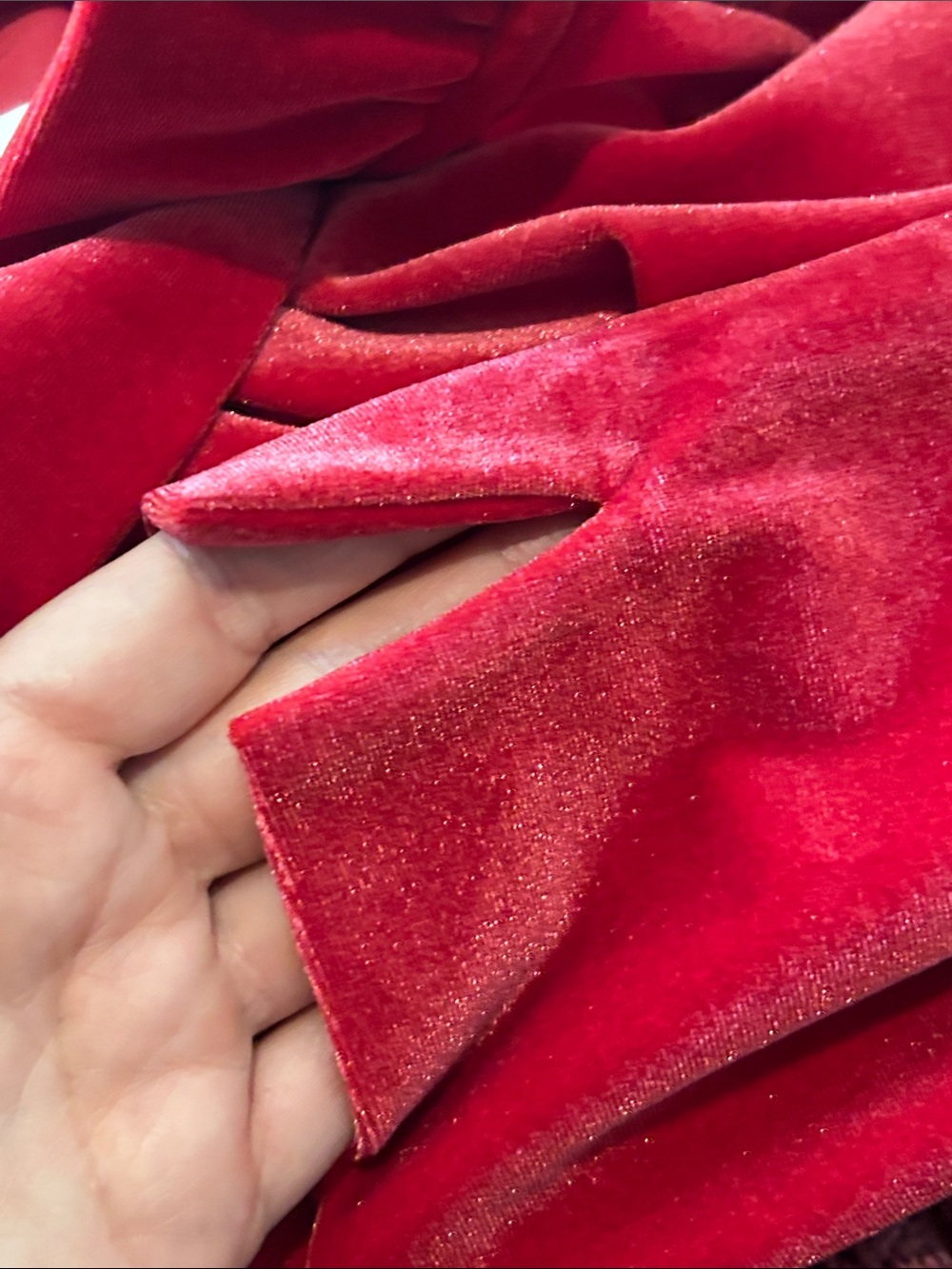 Marlee Ruffle Velvet Top Red Velvet Ruffle V-Neck Top - Picture 5 of 7